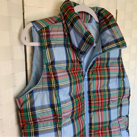 Land’s End Plaid Puffer Vest Holiday colors women’s size small - Picture 2 of 13
